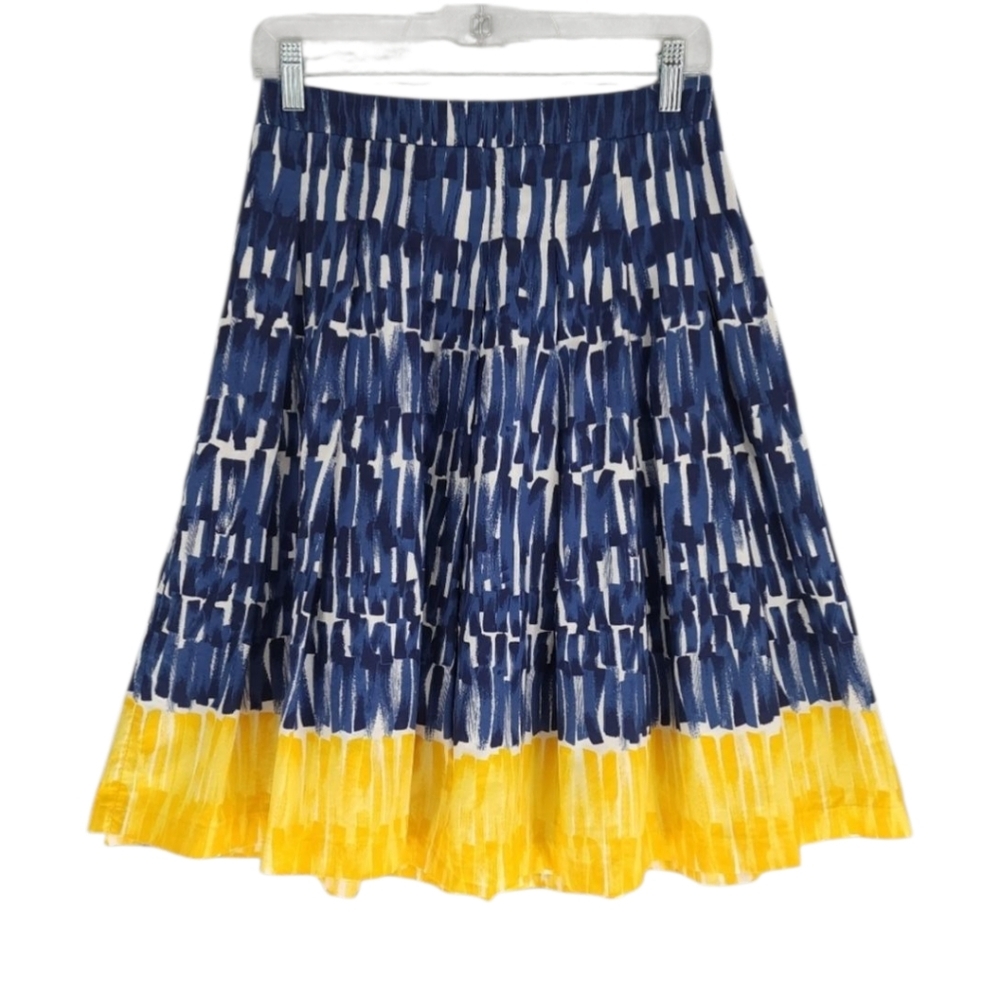 Weekend MaxMara Patata Blue Brush Strokes Pleated Skirt